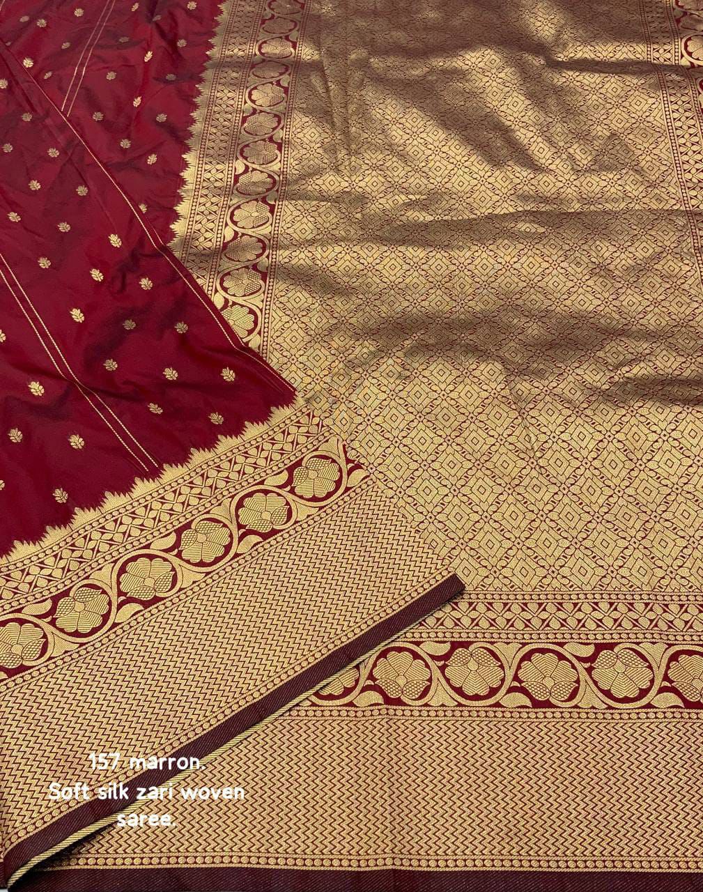 Soft Silk Zari Woven Saree with Leheriya Butti Weaving | Traditional Festive Wear