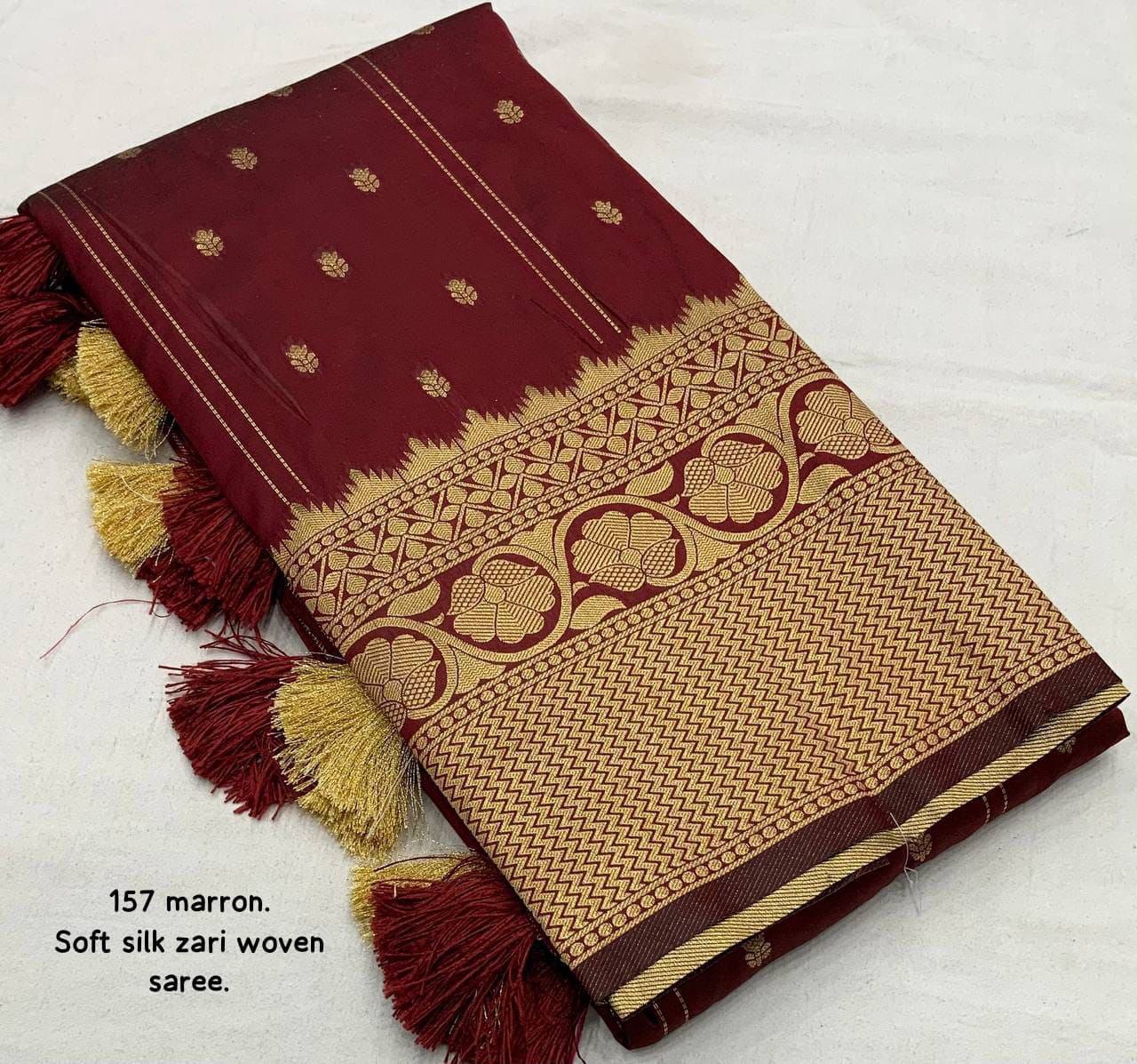 Soft Silk Zari Woven Saree with Leheriya Butti Weaving | Traditional Festive Wear