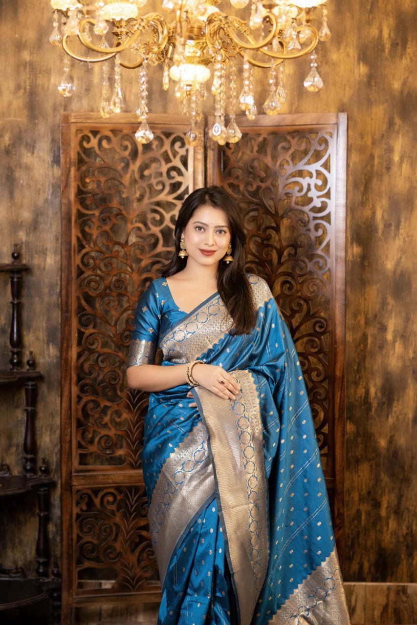 Soft Silk Zari Woven Saree with Leheriya Butti Weaving | Traditional Festive Wear