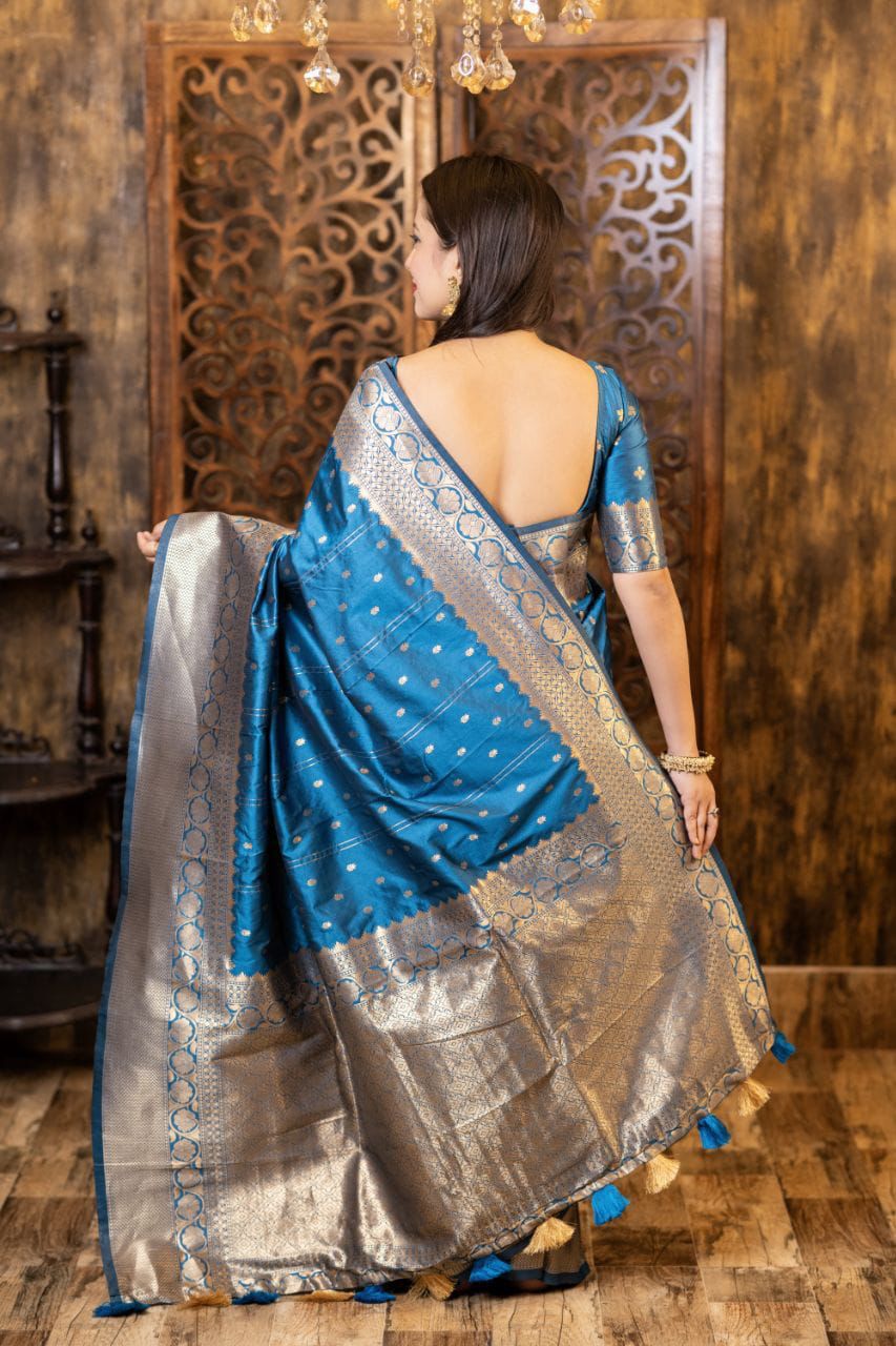 Soft Silk Zari Woven Saree with Leheriya Butti Weaving | Traditional Festive Wear