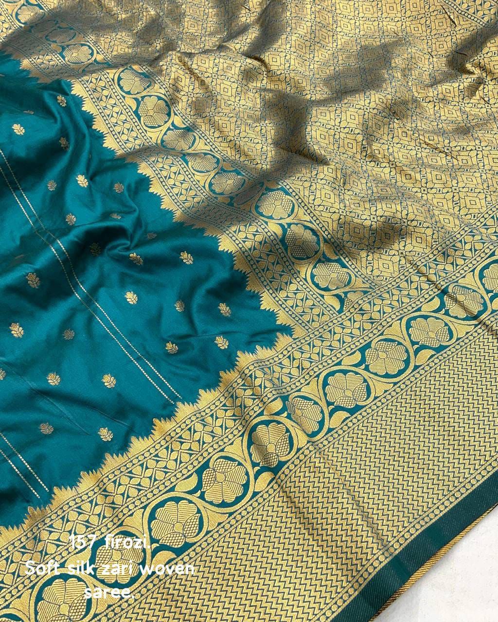 Soft Silk Zari Woven Saree with Leheriya Butti Weaving | Traditional Festive Wear