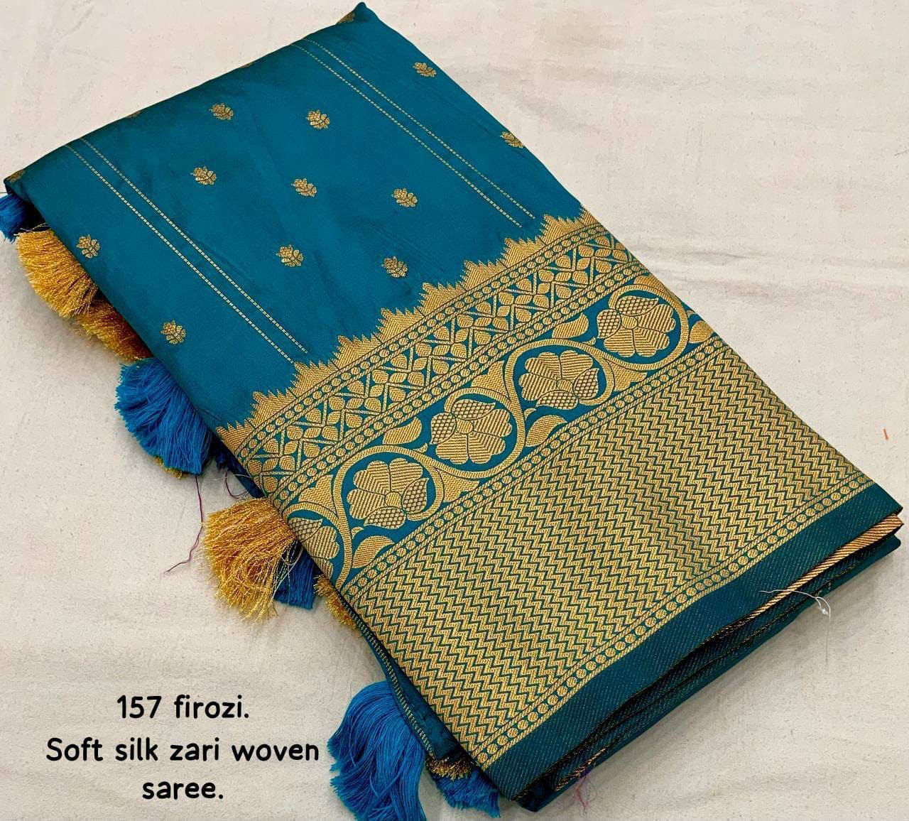 Soft Silk Zari Woven Saree with Leheriya Butti Weaving | Traditional Festive Wear