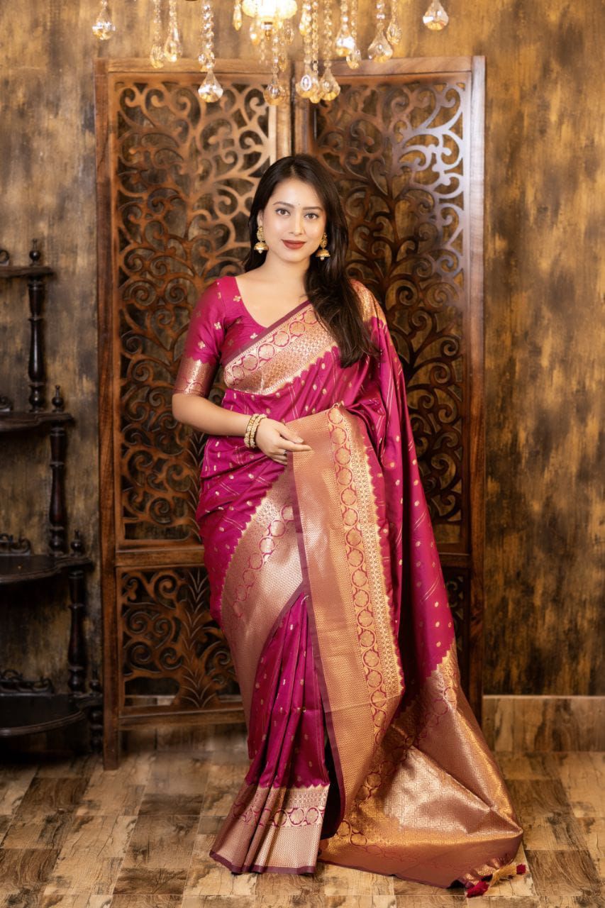 Soft Silk Zari Woven Saree with Leheriya Butti Weaving | Traditional Festive Wear