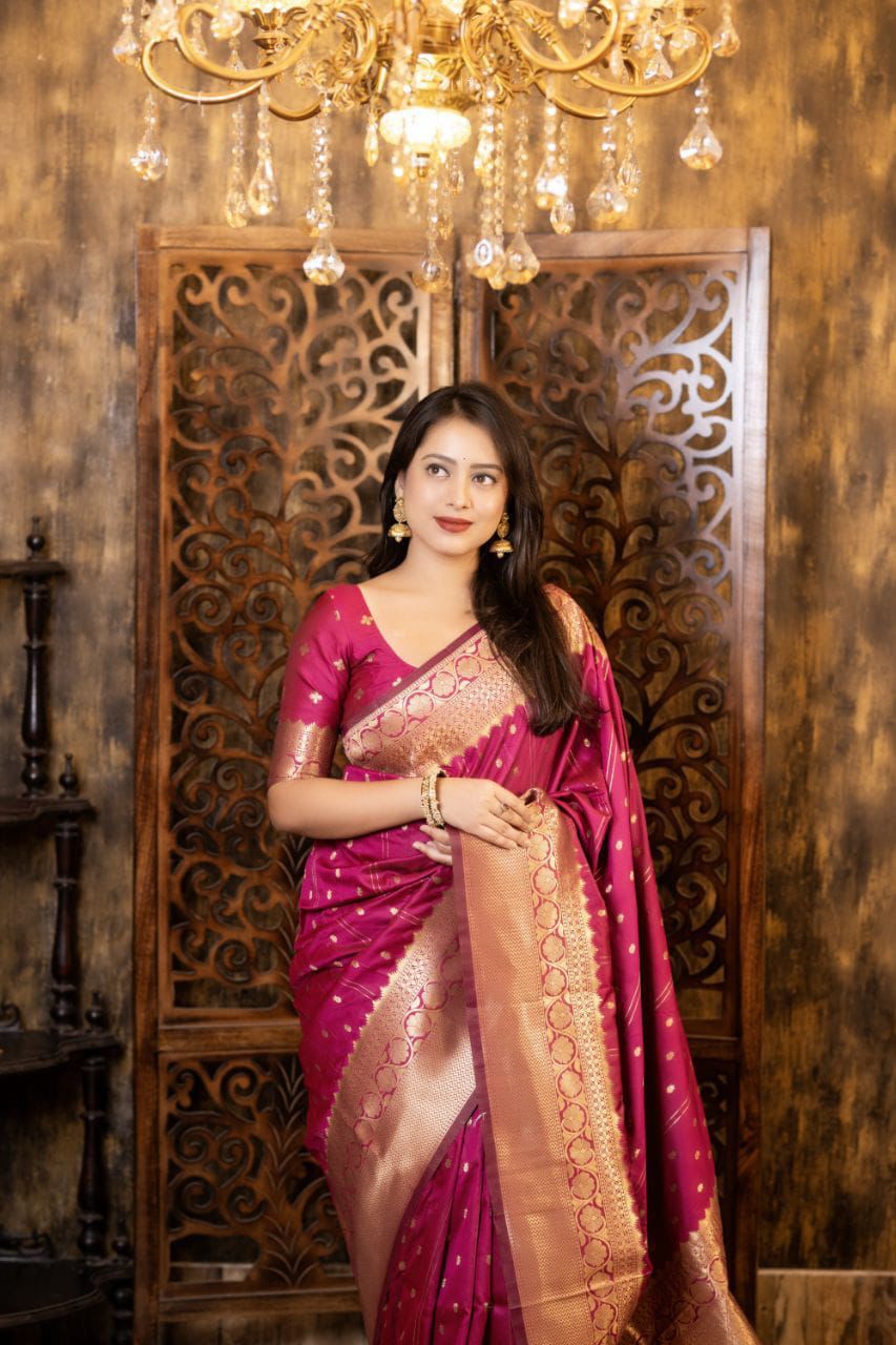 Soft Silk Zari Woven Saree with Leheriya Butti Weaving | Traditional Festive Wear