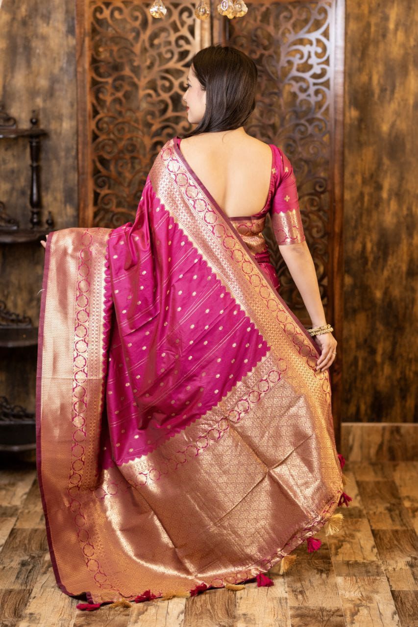 Soft Silk Zari Woven Saree with Leheriya Butti Weaving | Traditional Festive Wear