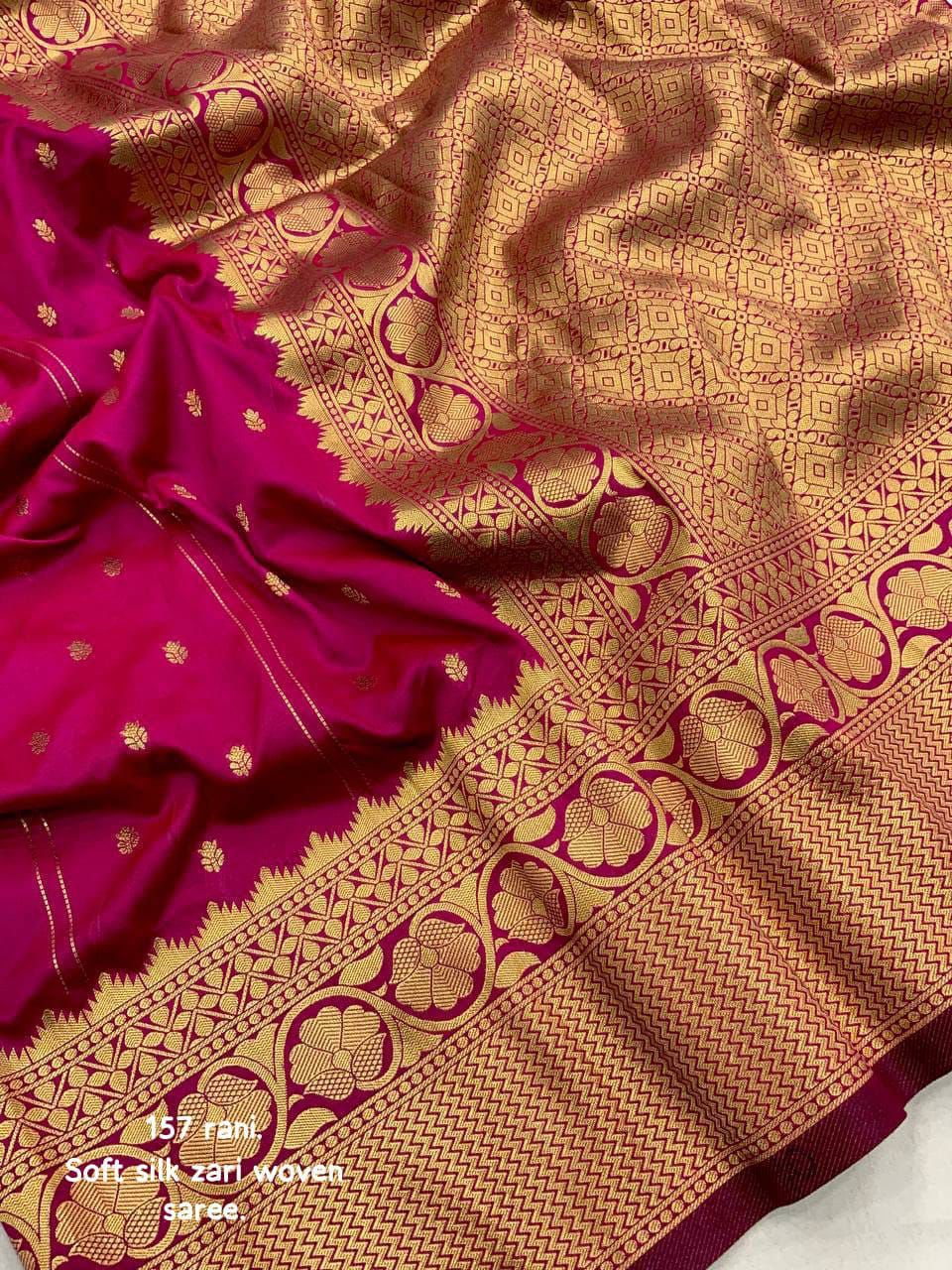 Soft Silk Zari Woven Saree with Leheriya Butti Weaving | Traditional Festive Wear