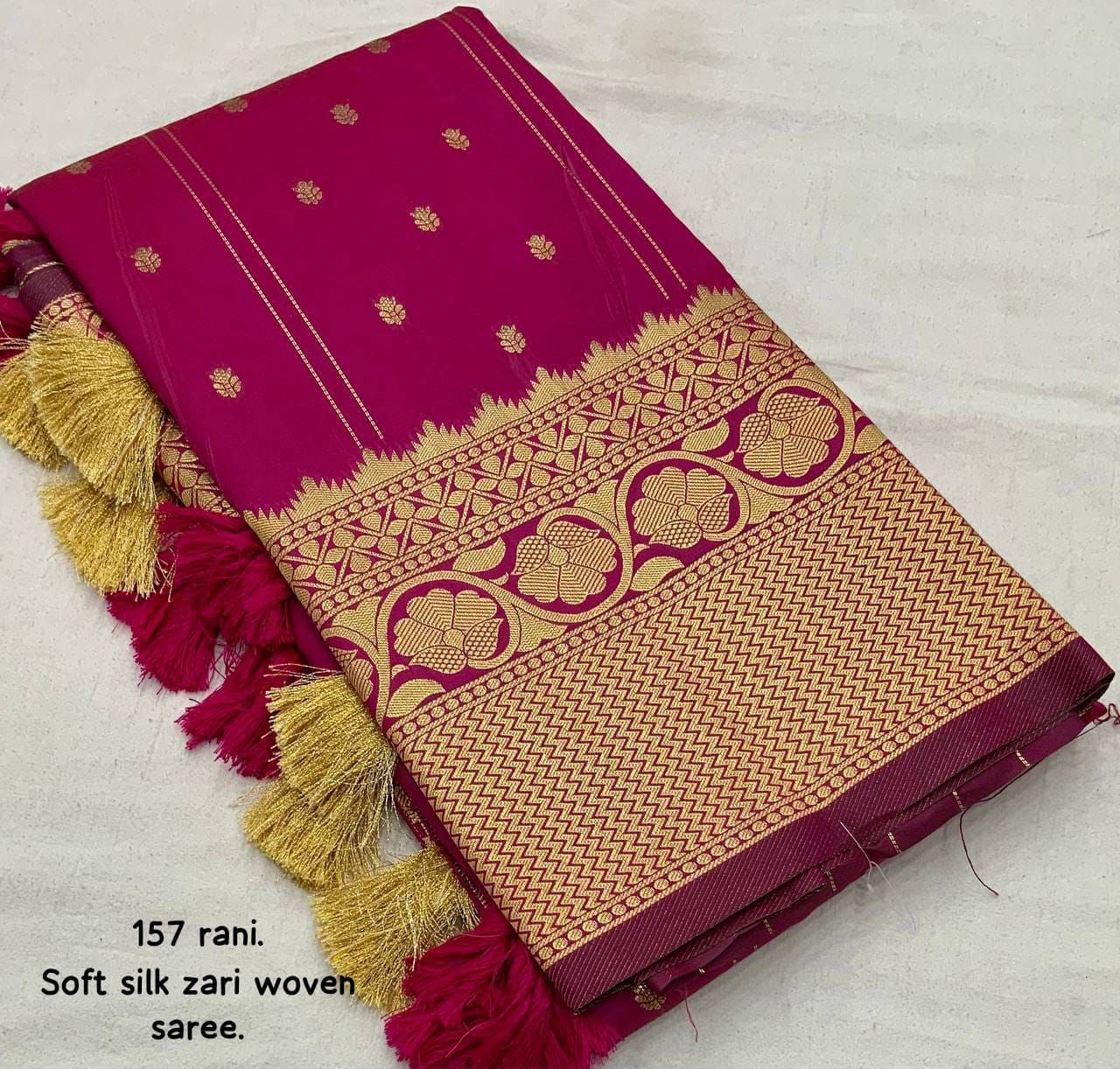 Soft Silk Zari Woven Saree with Leheriya Butti Weaving | Traditional Festive Wear
