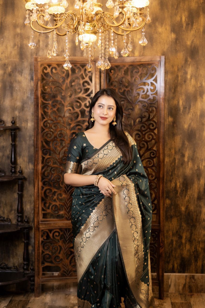 Soft Silk Zari Woven Saree with Leheriya Butti Weaving | Traditional Festive Wear