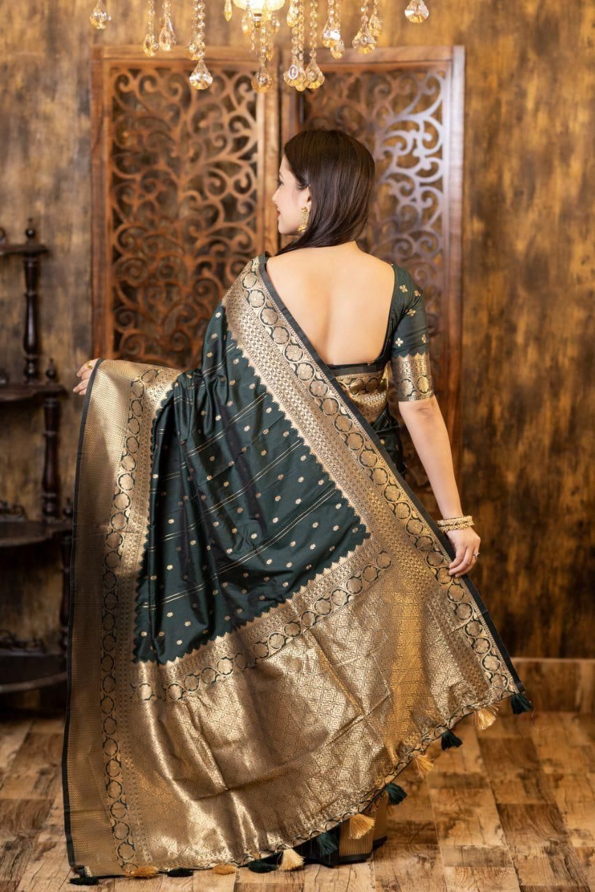 Soft Silk Zari Woven Saree with Leheriya Butti Weaving | Traditional Festive Wear