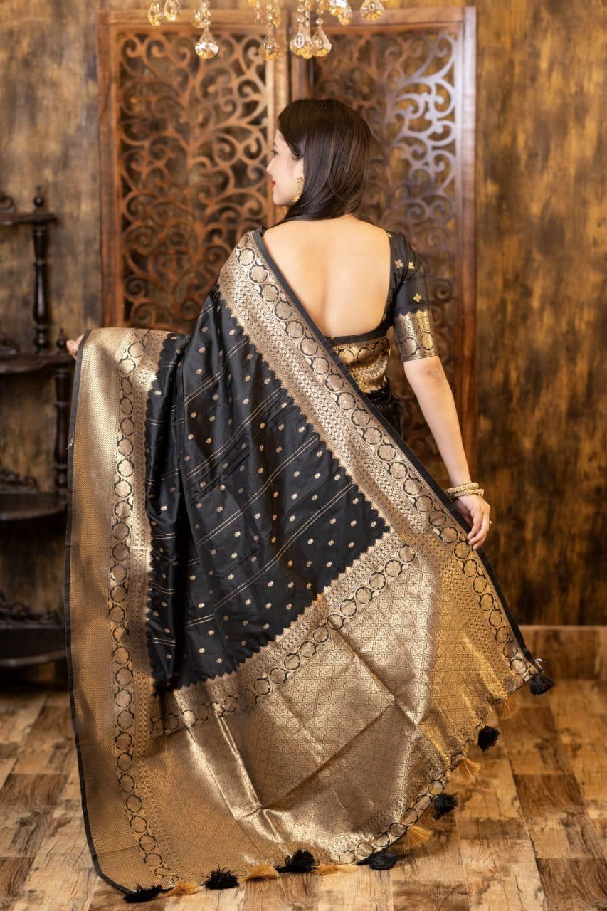 Soft Silk Zari Woven Saree with Leheriya Butti Weaving | Traditional Festive Wear