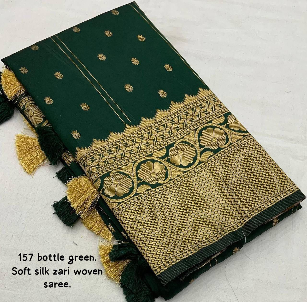 Soft Silk Zari Woven Saree with Leheriya Butti Weaving | Traditional Festive Wear