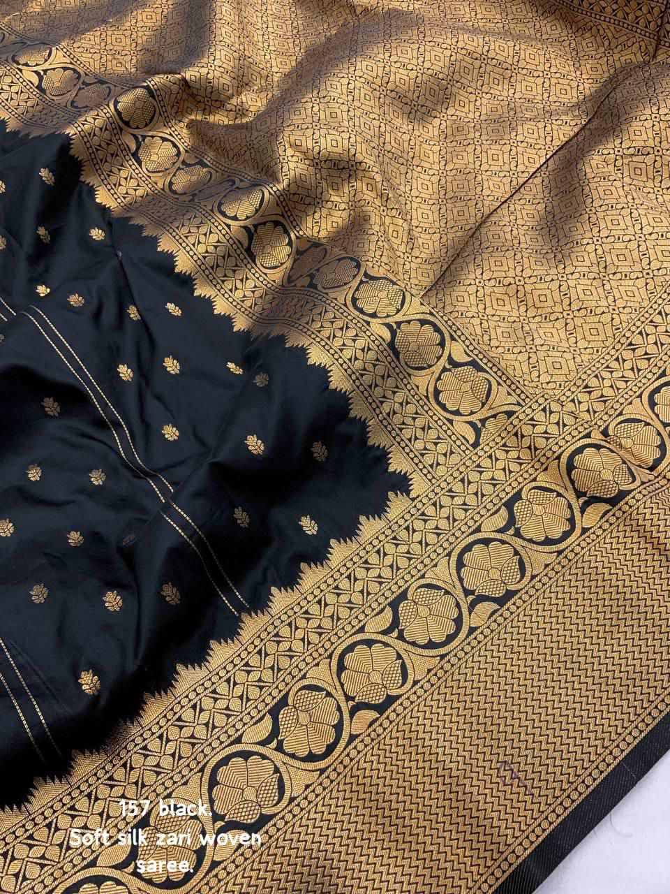 Soft Silk Zari Woven Saree with Leheriya Butti Weaving | Traditional Festive Wear