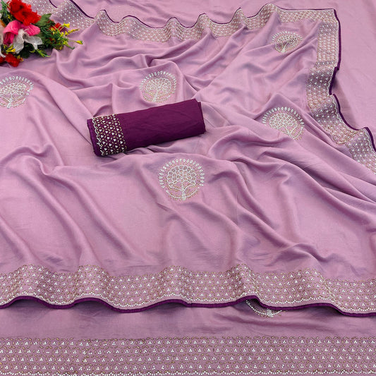 JOGSON Sarees – Pure Star Georgette Saree with Jarkan Diamond Butta Work & Piping Border | Jal Pari Silk Blouse