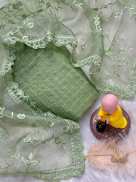 Galmor Pure Organza Silk Saree with Multi-Thread Embroidery & Satin Banglory Embroidered Blouse – Elegant Designer Saree