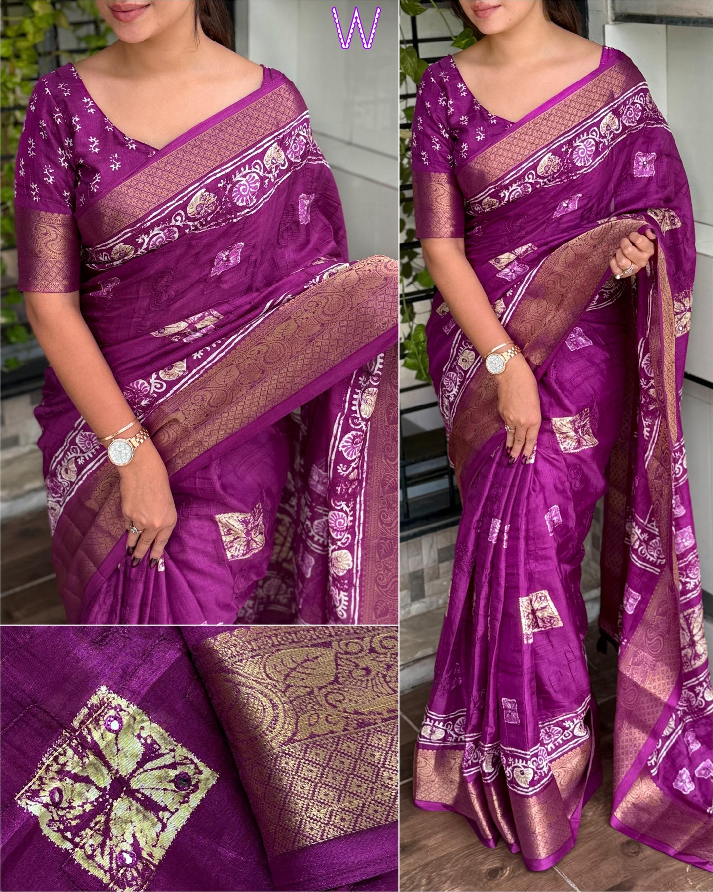 Muslin Cotton Shibori Saree with Mirror & Gota Patti Work | Zari Jacquard Border & Tassel Pallu β 6.3 Meters