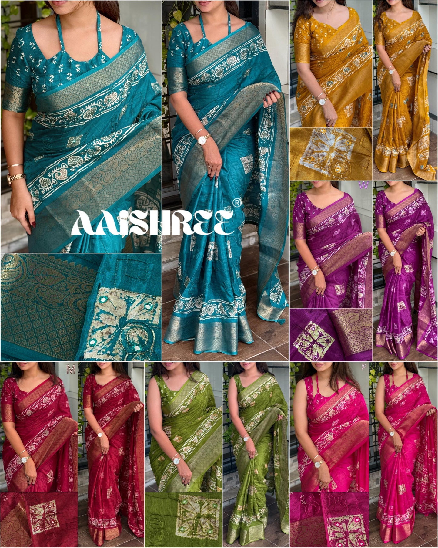 Muslin Cotton Shibori Saree with Mirror & Gota Patti Work | Zari Jacquard Border & Tassel Pallu β 6.3 Meters