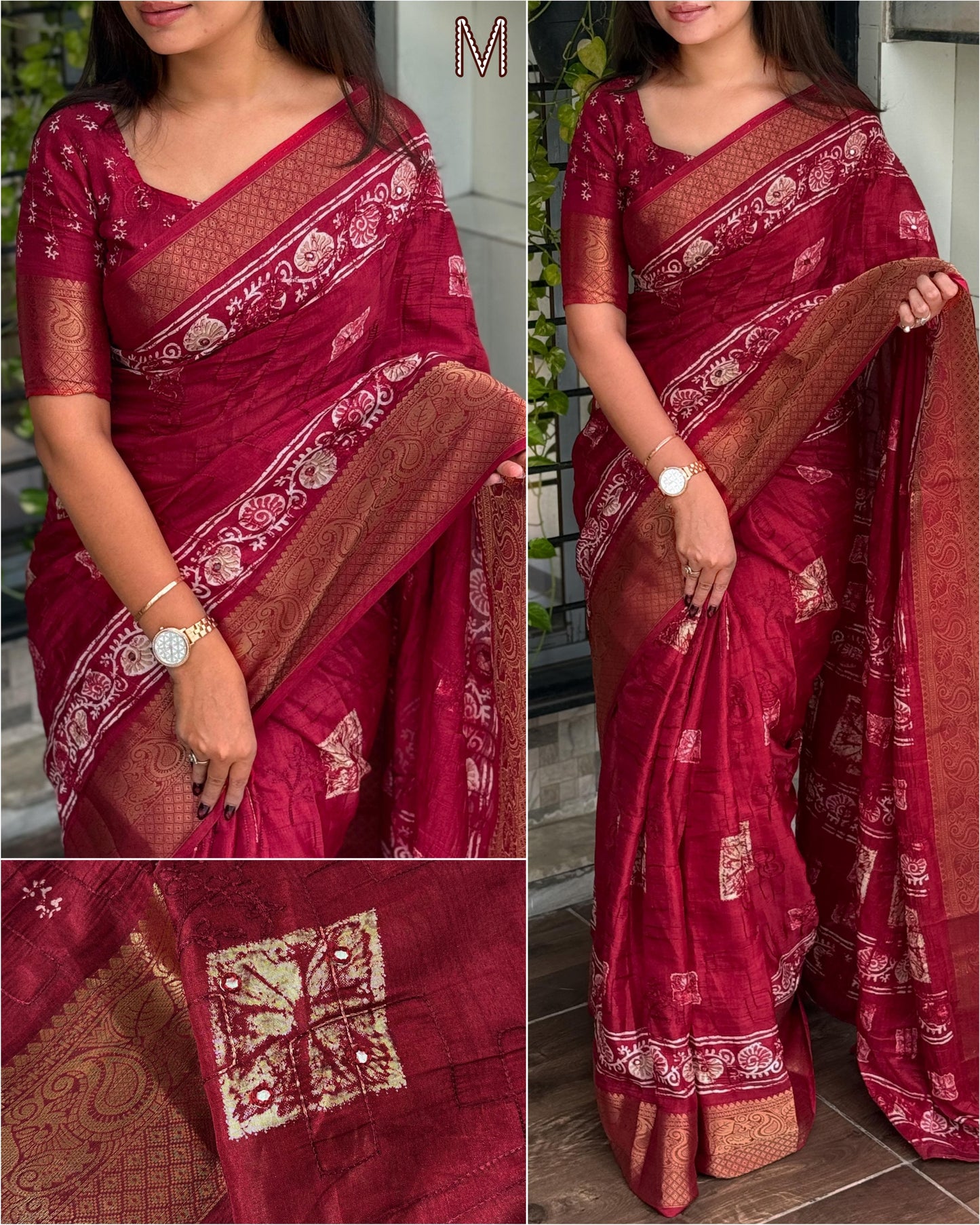 Muslin Cotton Shibori Saree with Mirror & Gota Patti Work | Zari Jacquard Border & Tassel Pallu β 6.3 Meters