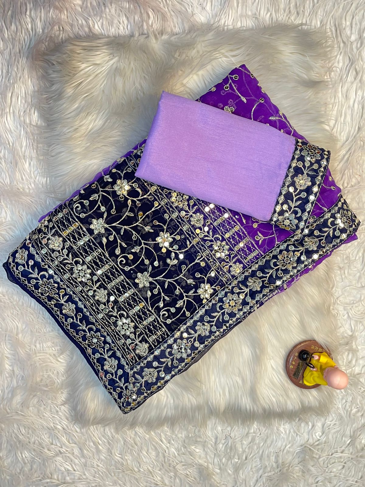 Virat Sarees – Soft Georgette Saree with 7mm Sequin & Thread Embroidery | Heavy Mono Banglory Embroidered Blouse