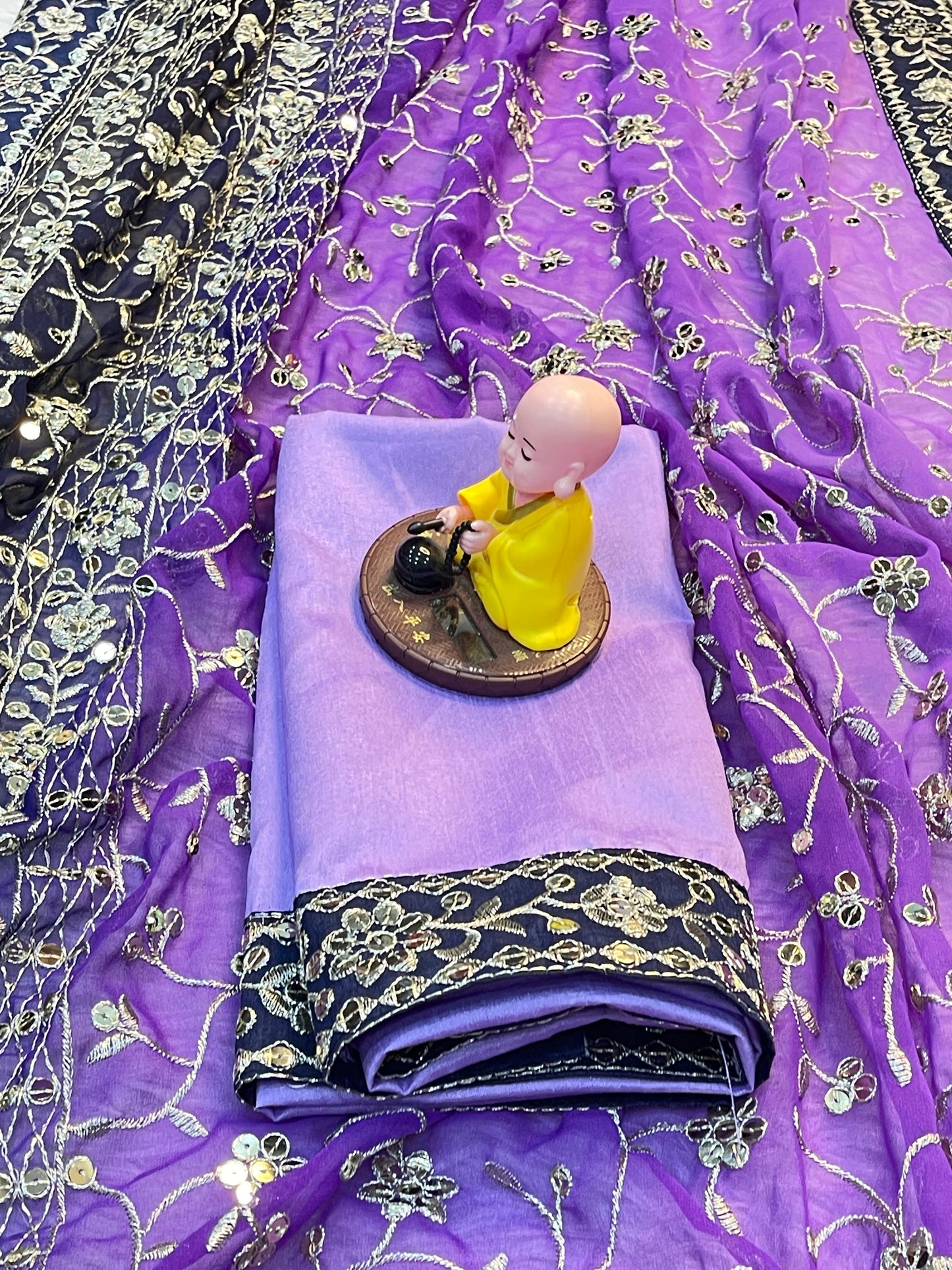 Virat Sarees – Soft Georgette Saree with 7mm Sequin & Thread Embroidery | Heavy Mono Banglory Embroidered Blouse