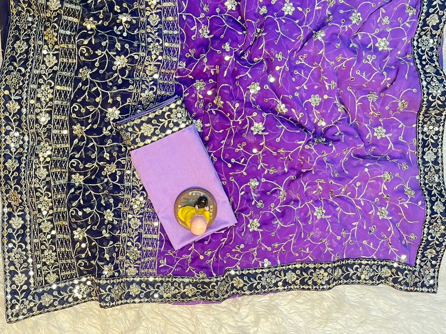 Virat Sarees – Soft Georgette Saree with 7mm Sequin & Thread Embroidery | Heavy Mono Banglory Embroidered Blouse