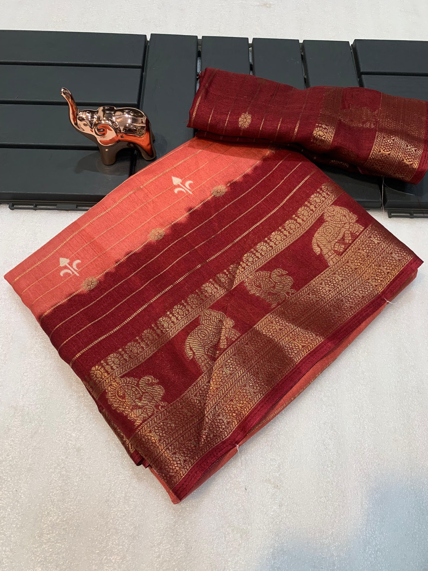 Ikkat Printed Heavy Cotton Silk Saree with Woven Border & Butti Print Blouse – 6.3m Traditional Drape