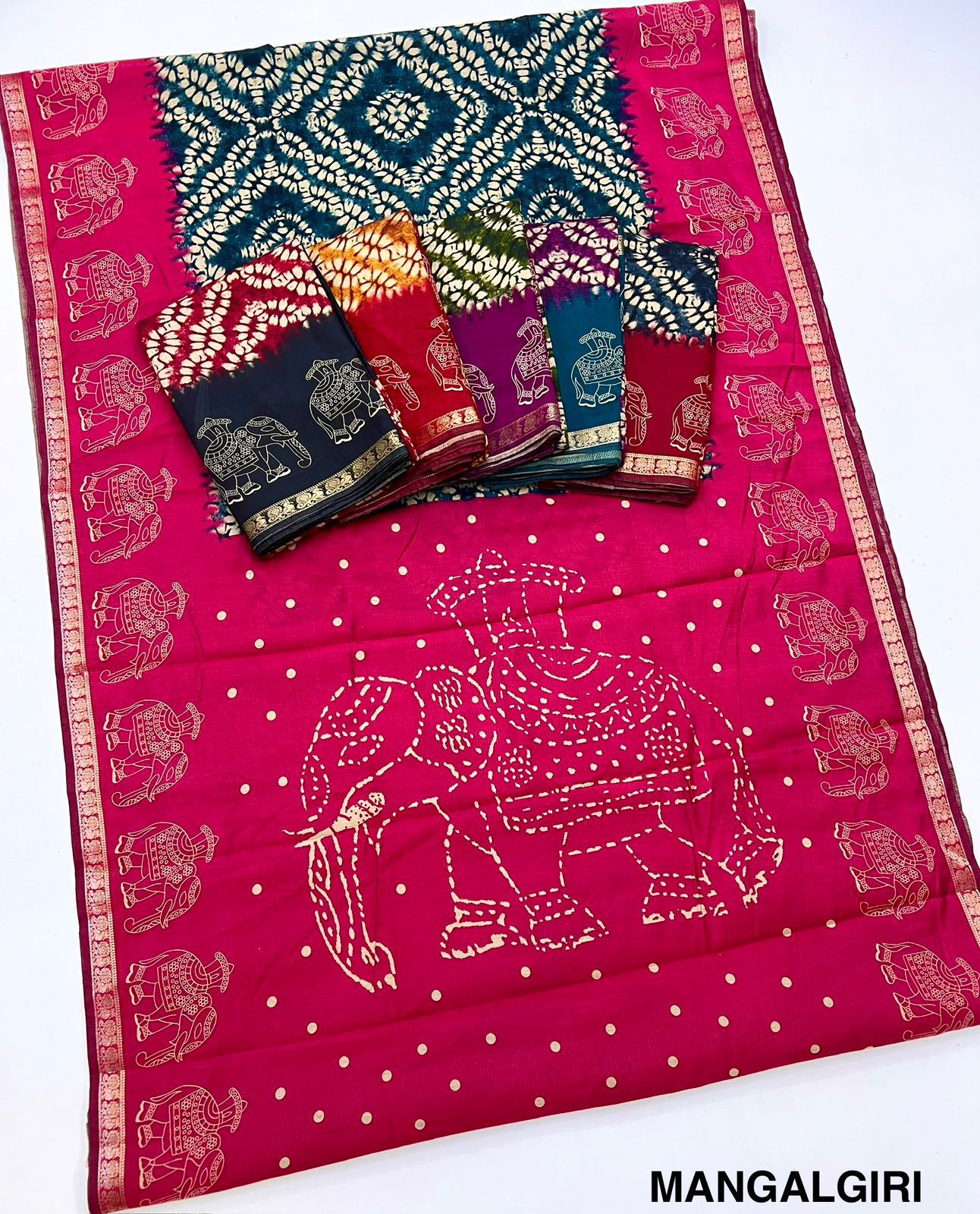 Soft Mangalgiri Mul Cotton Saree with Designer Patola Print, Rich Pallu & Viscose Zari Peacock Border