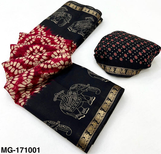 Soft Mangalgiri Mul Cotton Saree with Designer Patola Print, Rich Pallu & Viscose Zari Peacock Border