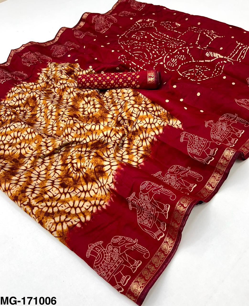 Soft Mangalgiri Mul Cotton Saree with Designer Patola Print, Rich Pallu & Viscose Zari Peacock Border