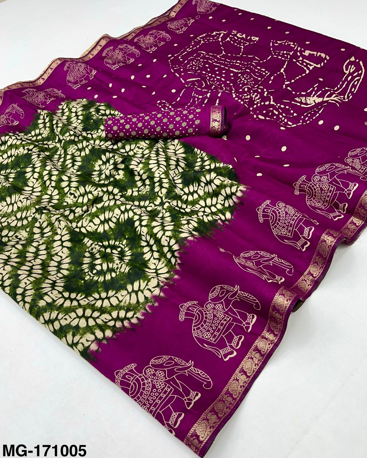 Soft Mangalgiri Mul Cotton Saree with Designer Patola Print, Rich Pallu & Viscose Zari Peacock Border