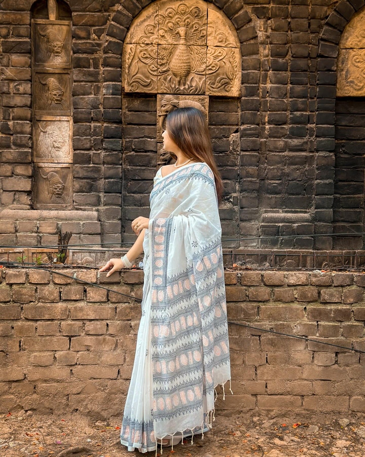 Elegant Digital Print Linen Saree with Blouse – 6.3 Mtr (Single Colour Catalog)