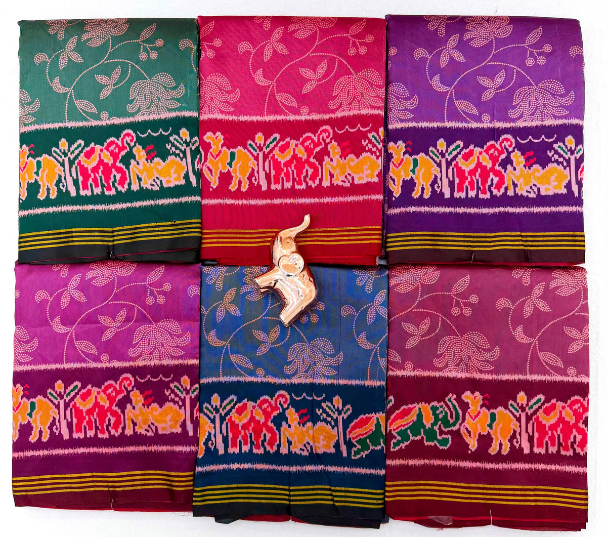 Viscose Saree with Floral Design, Multicolour Animal Motif Border and Running Blouse for Festive Wear, 6.3 Metres