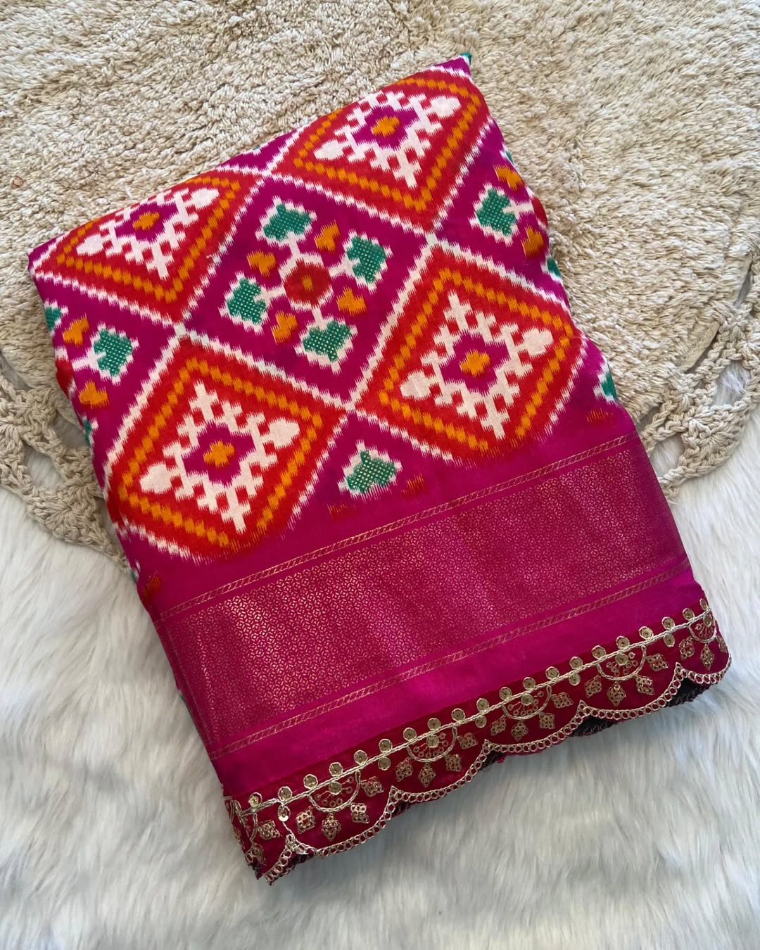 Very very pretty soft silk sarees with all over eye catchy ikkath prints with awesome two sides printed border - Swaraas