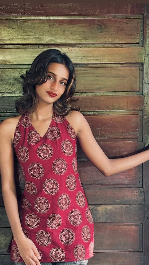 New Age Halter Cotton Kurti – Back Tie Design | Machine-Mill Printed