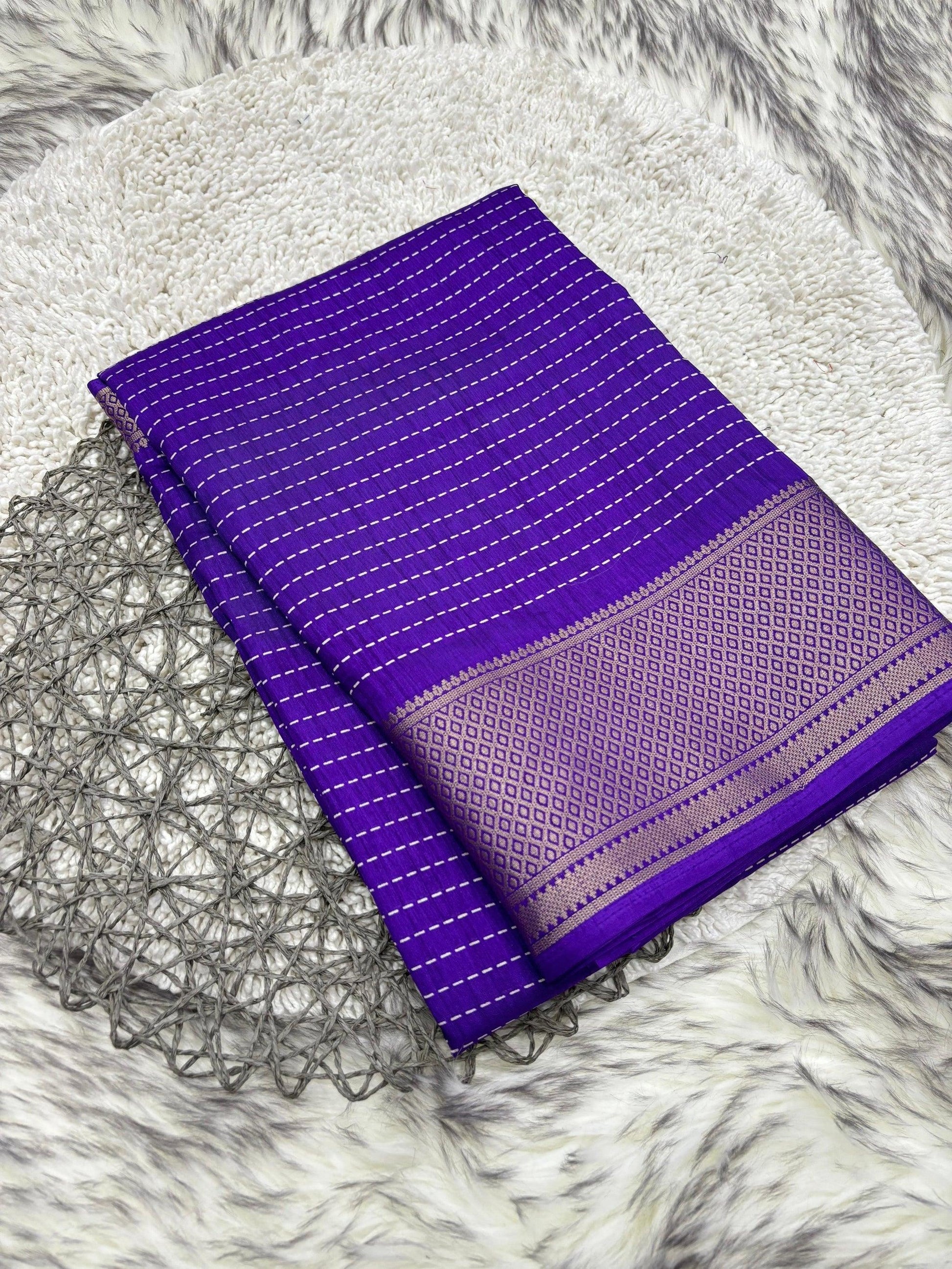 Heavy dola silk saree wwith unique jacquard border - Swaraas