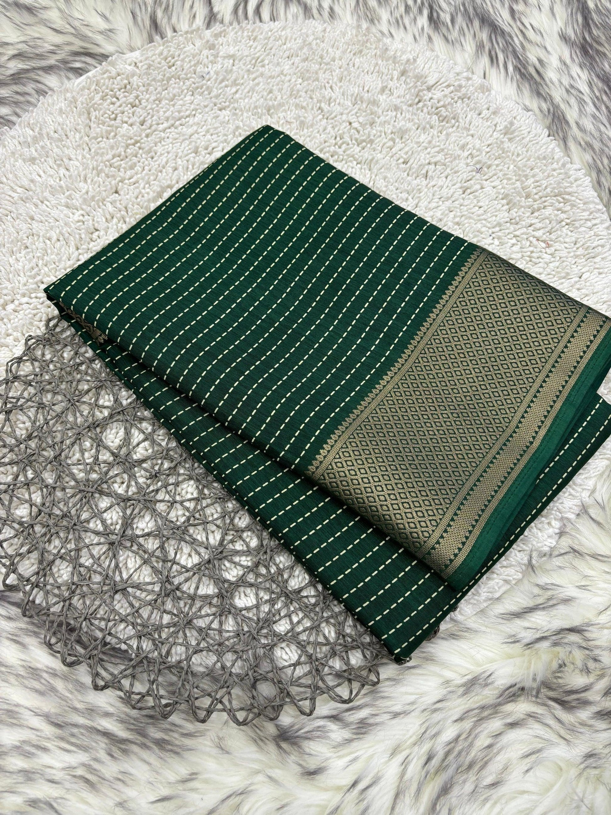 Heavy dola silk saree wwith unique jacquard border - Swaraas