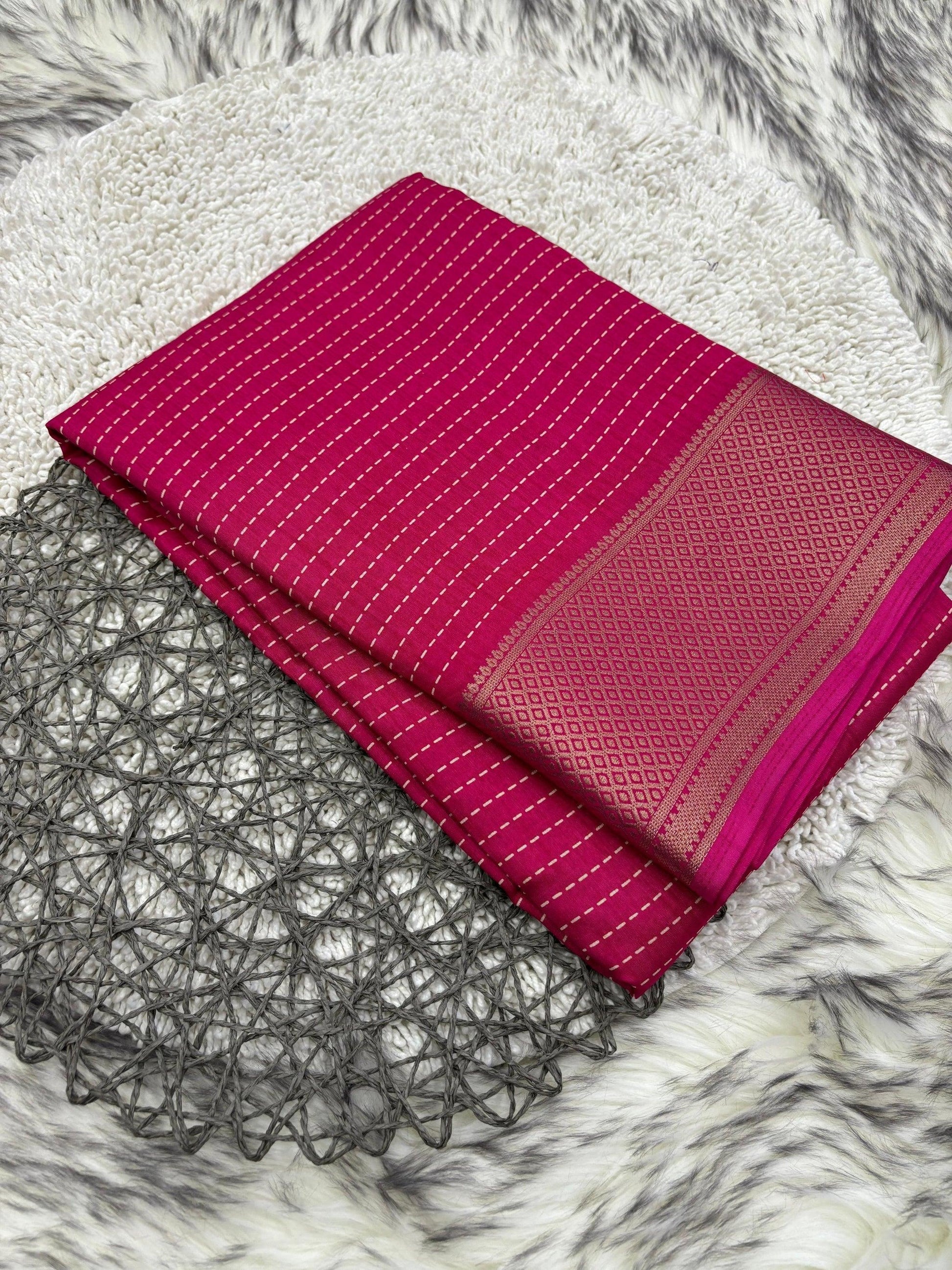 Heavy dola silk saree wwith unique jacquard border - Swaraas