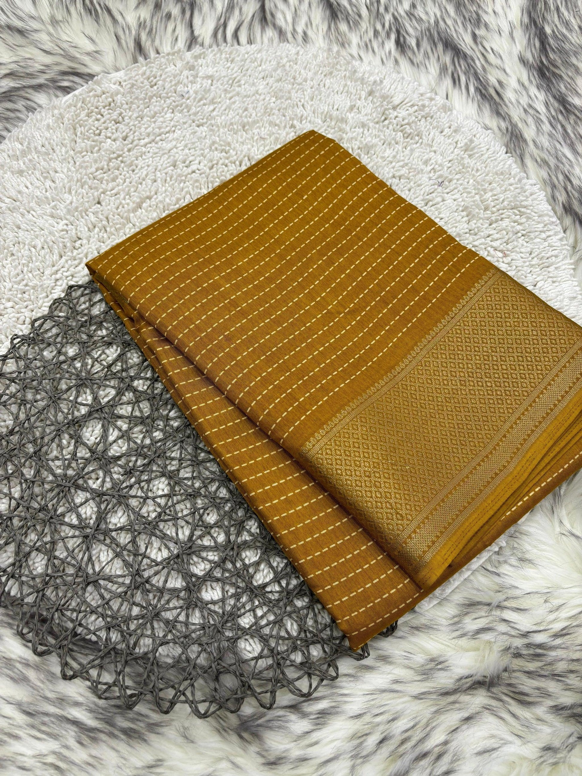 Heavy dola silk saree wwith unique jacquard border - Swaraas