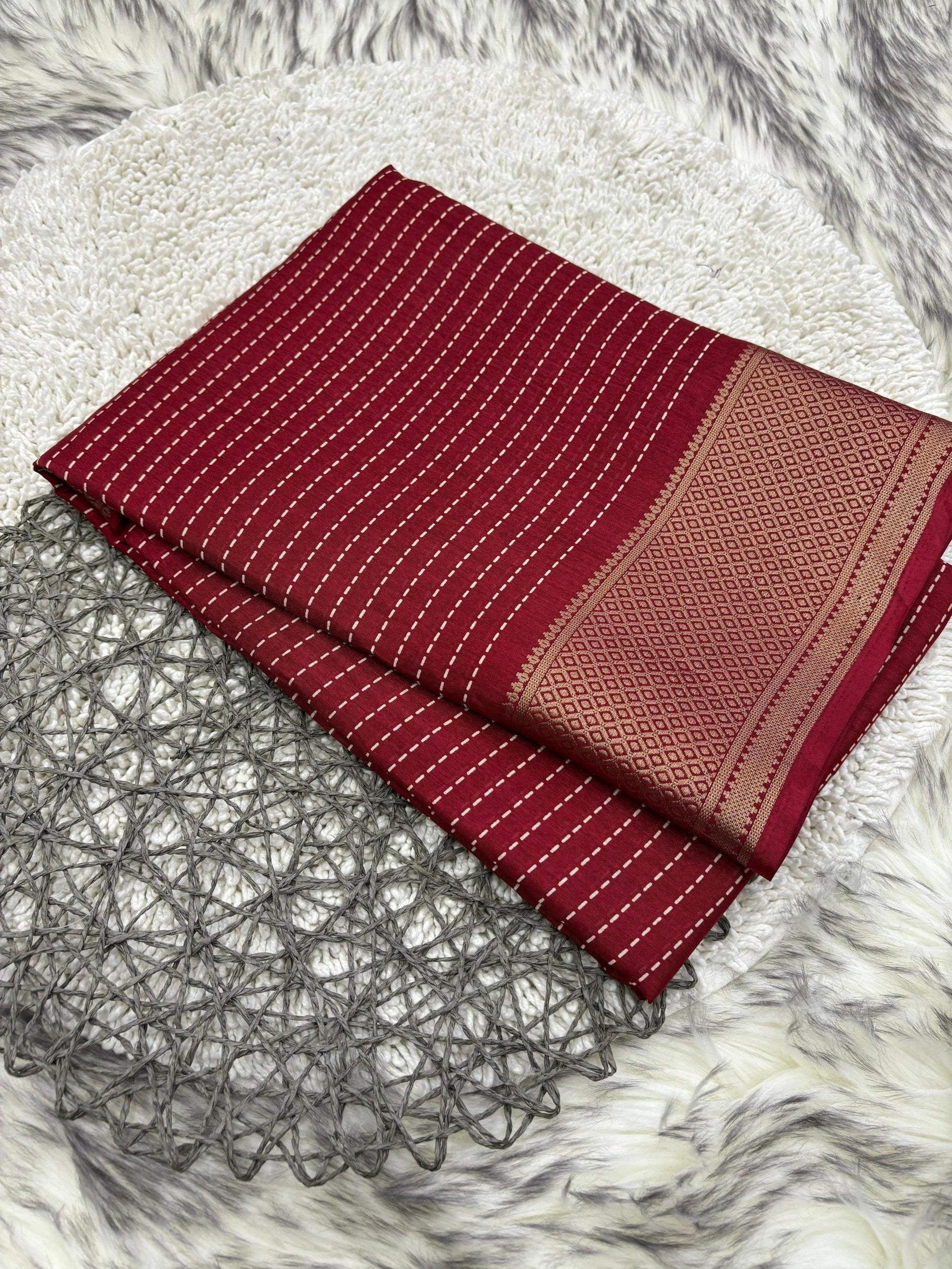 Heavy dola silk saree wwith unique jacquard border - Swaraas