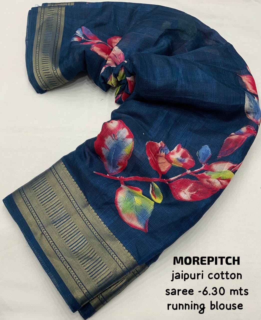 Jaipuri Cotton Rajwadi Print Saree - Swaraas