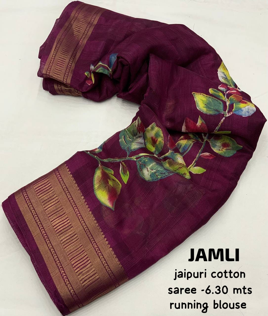 Jaipuri Cotton Rajwadi Print Saree - Swaraas
