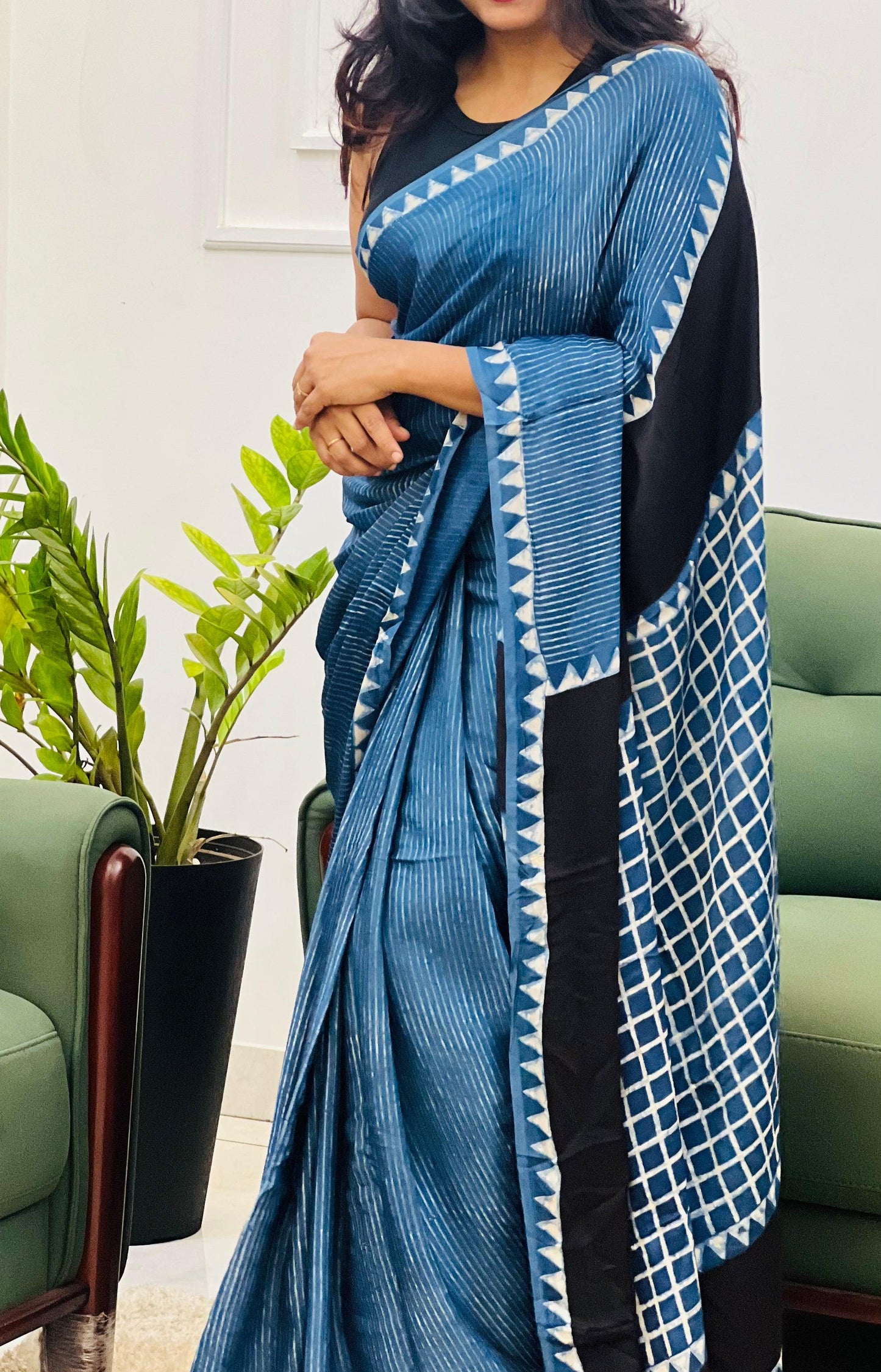 Ajrakh Print Soft Cotton Saree with All-Over Digital Print – Perfect for Festive & Party Wear | Swaraas.in