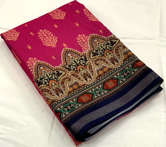 Pure Cotton Ajrakh Print Saree with Traditional Handcrafted Design – Soft & Breathable Ethnic Wear | Swaraas.in