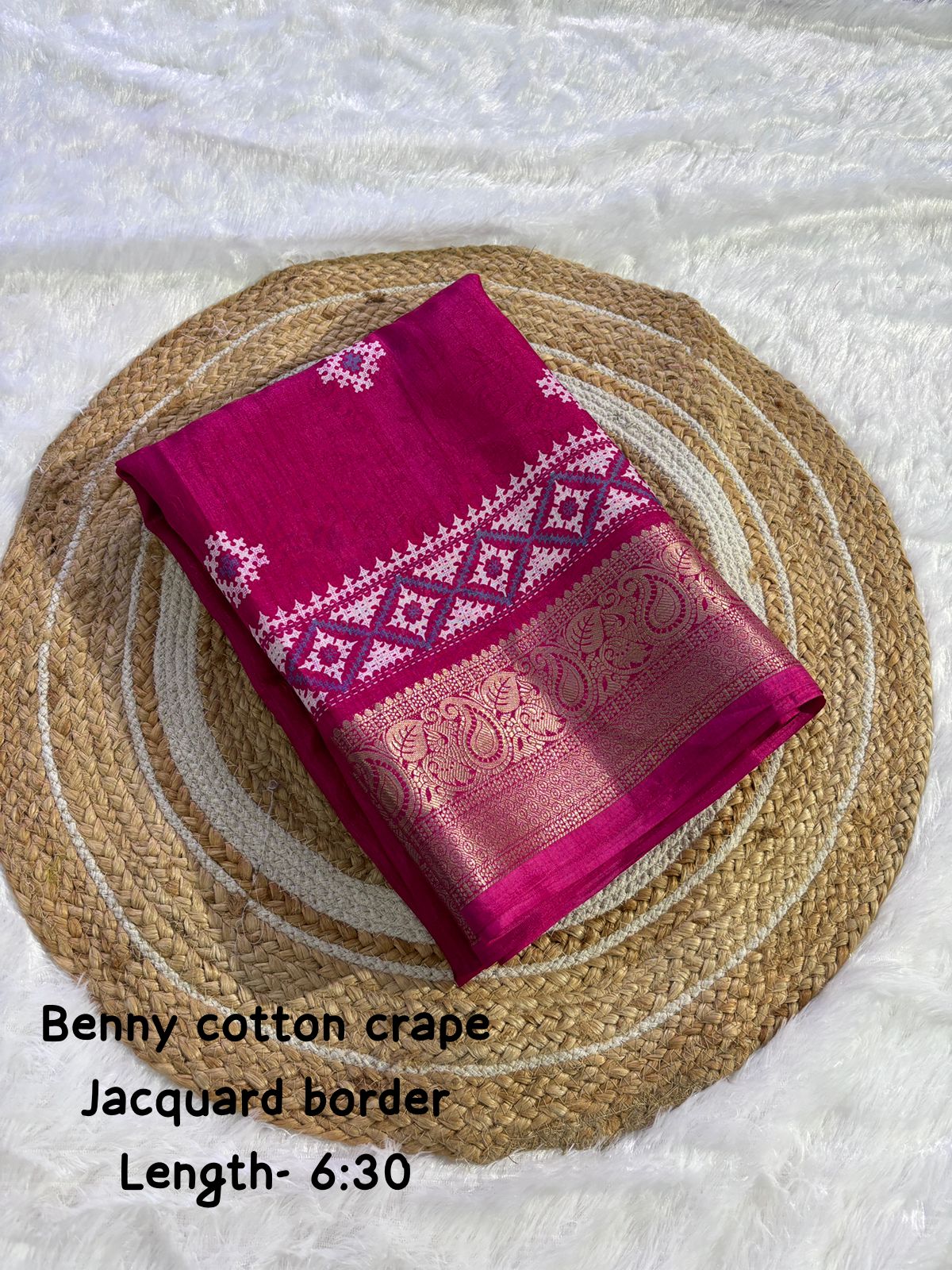 pure benny cotton saree with jacquard border - Swaraas