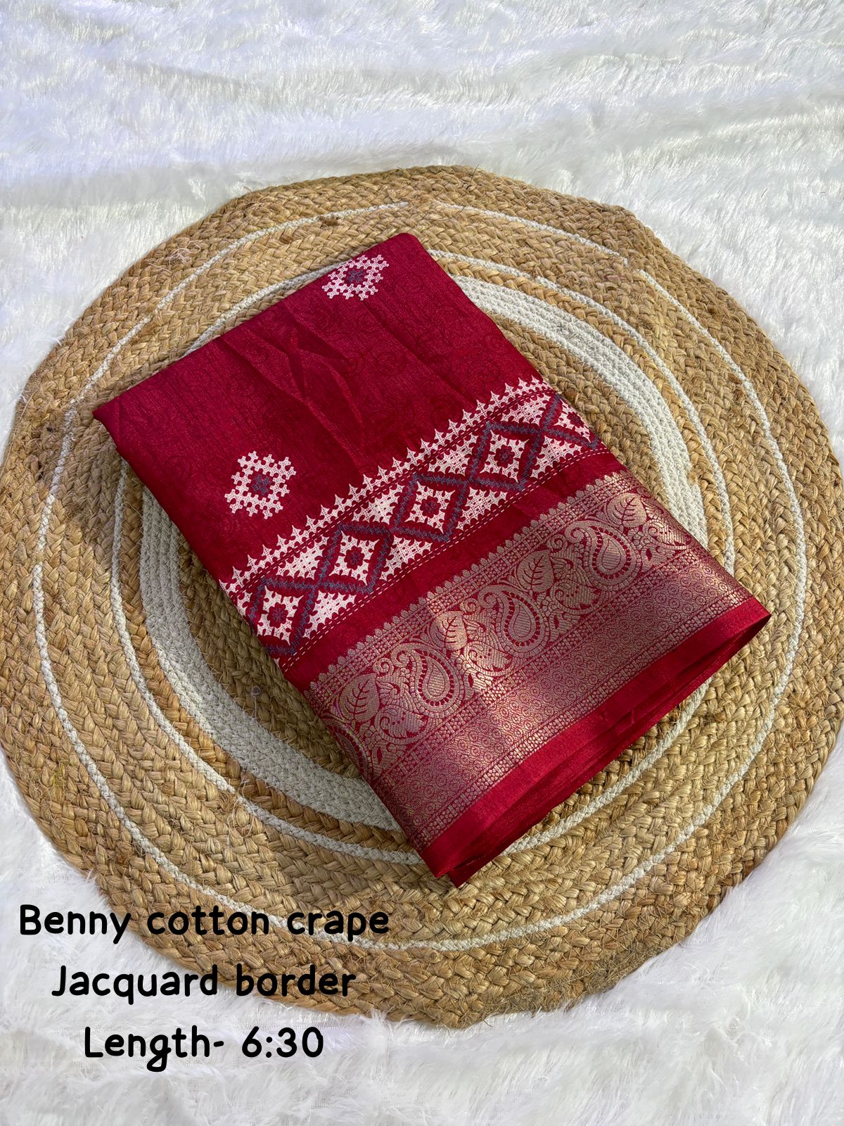 pure benny cotton saree with jacquard border - Swaraas