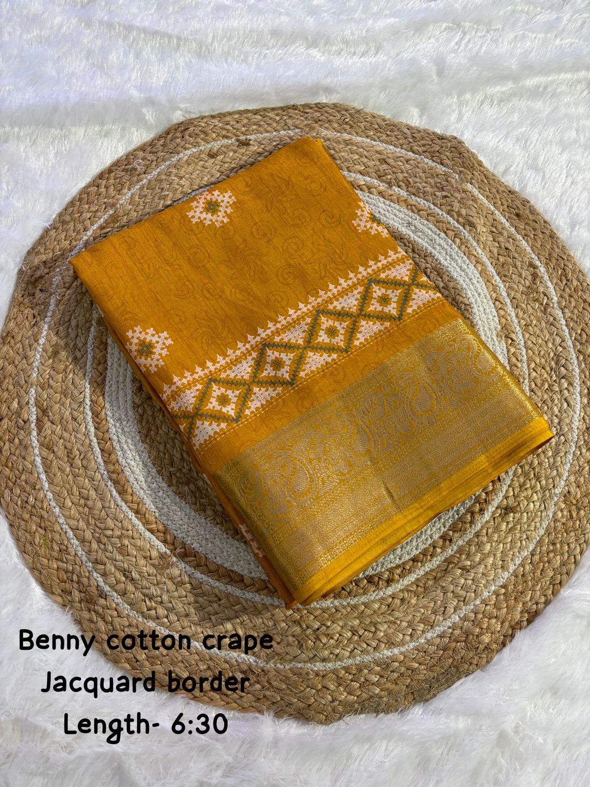 pure benny cotton saree with jacquard border - Swaraas