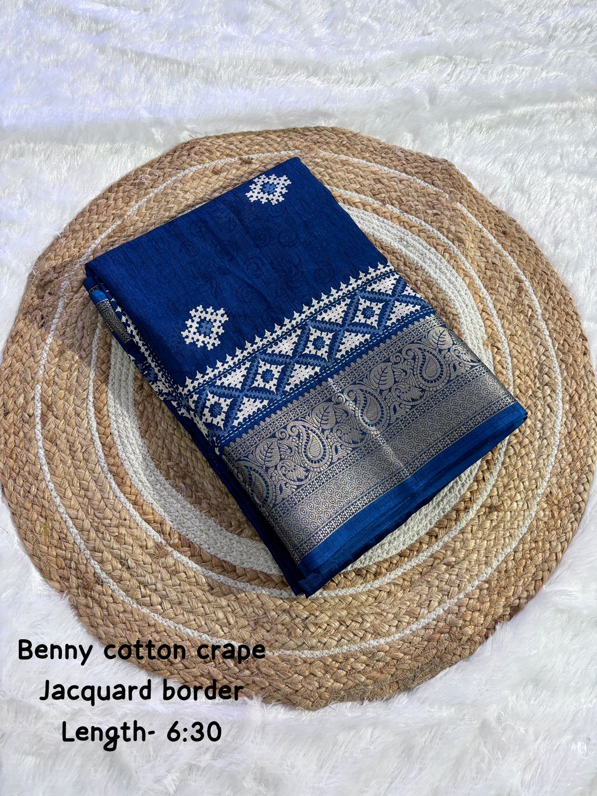 pure benny cotton saree with jacquard border - Swaraas