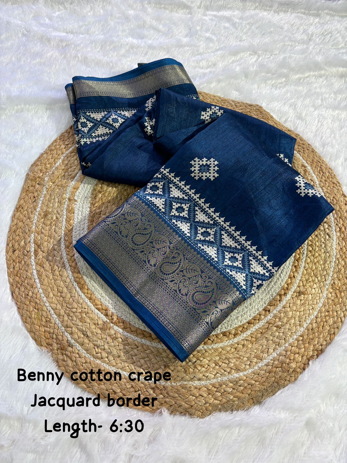 pure benny cotton saree with jacquard border - Swaraas