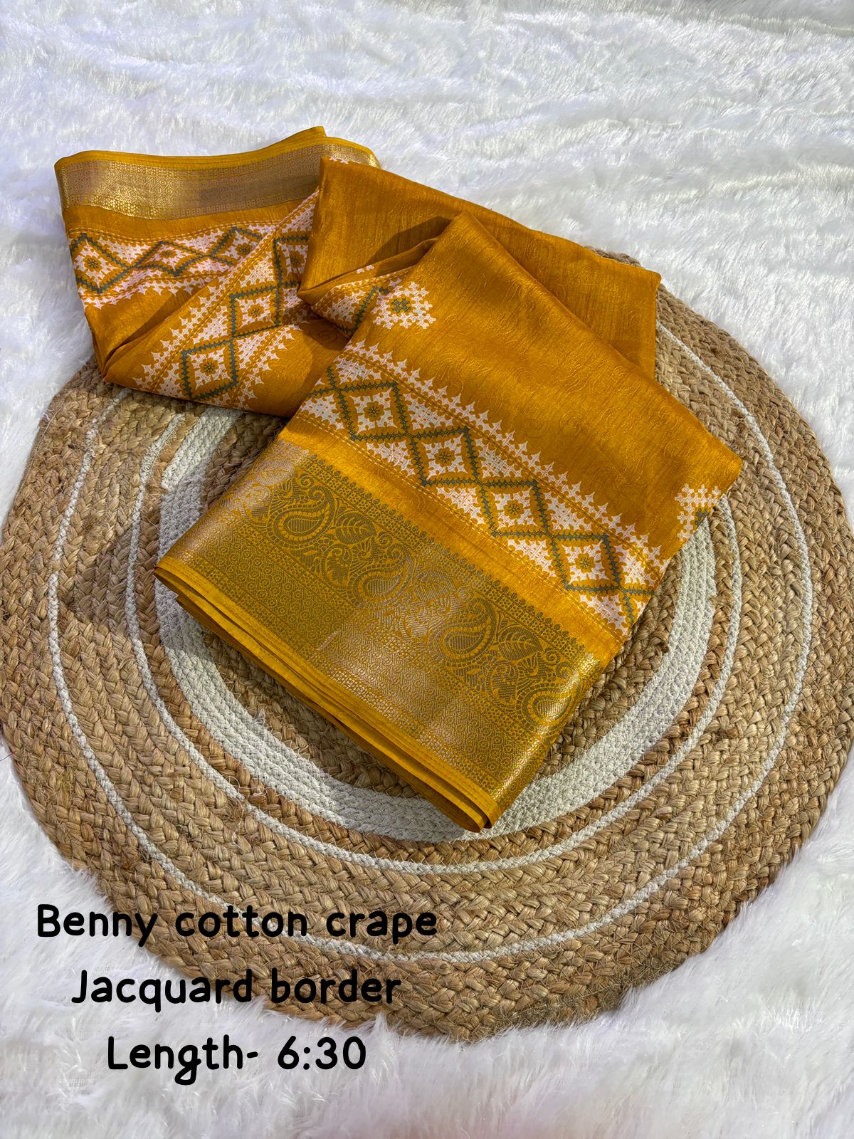 pure benny cotton saree with jacquard border - Swaraas