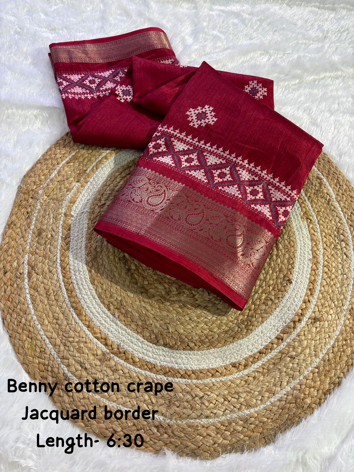pure benny cotton saree with jacquard border - Swaraas