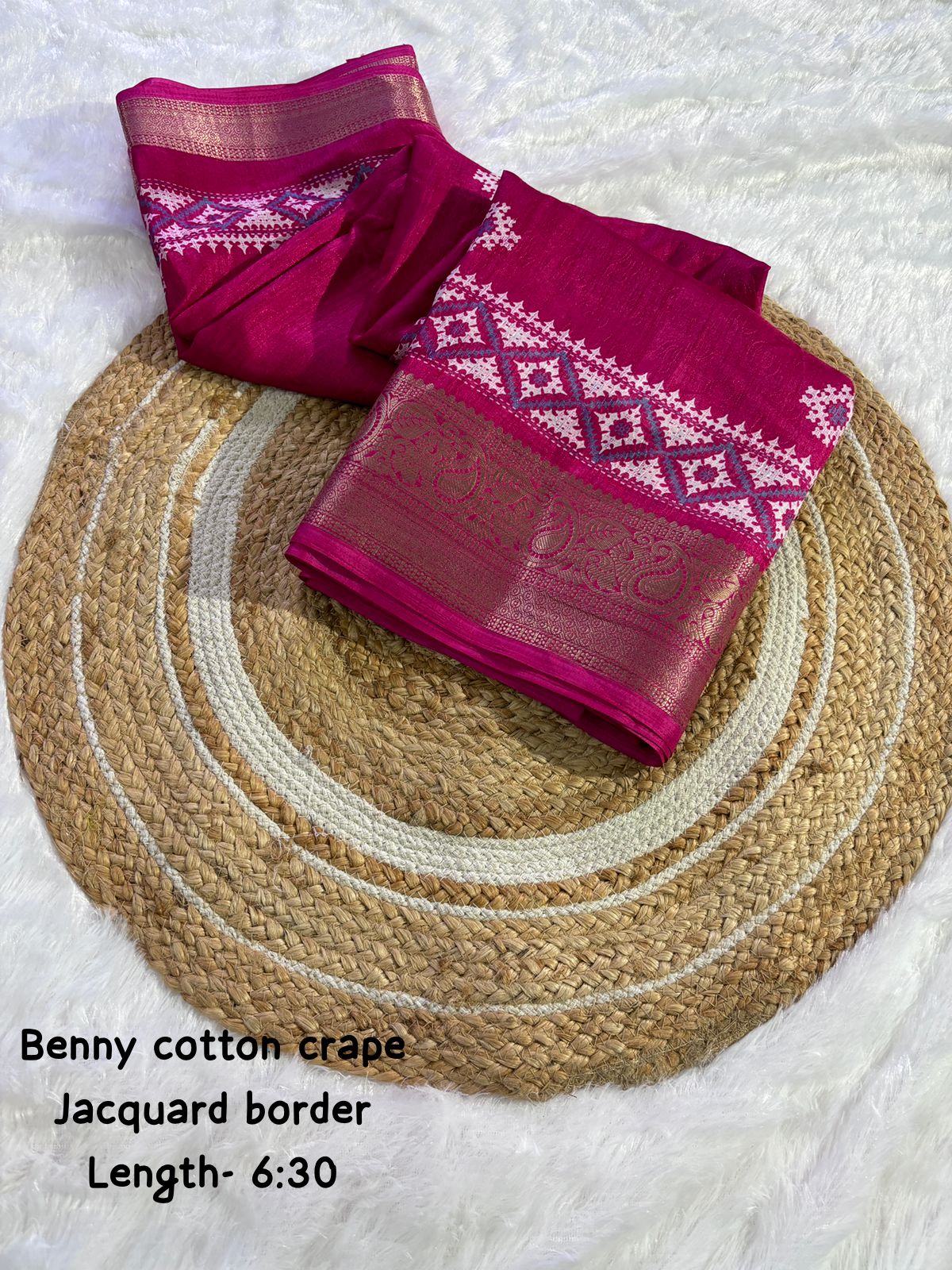 pure benny cotton saree with jacquard border - Swaraas
